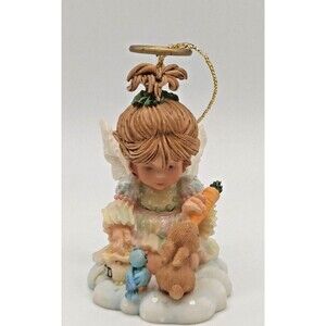 HollyDay Angels Ashton Drake Heirloom Feeding Bunny Bird Christmas Ornament